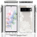 For Google Pixel 7 PC+TPU Transparent Painted Phone Case(White Flower)