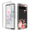 For Google Pixel 7 PC+TPU Transparent Painted Phone Case(Pink Rose)