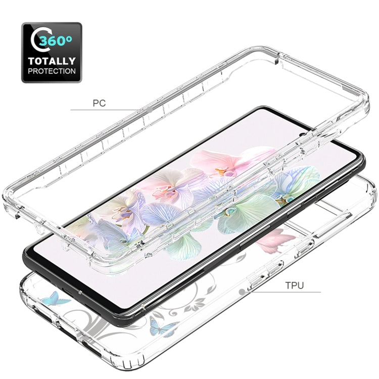 For Google Pixel 7 PC+TPU Transparent Painted Phone Case(Tree Butterflies)