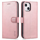 For iPhone 14 AZNS Skin Feel Calf Texture Horizontal Flip Leather Case (Rose Gold)