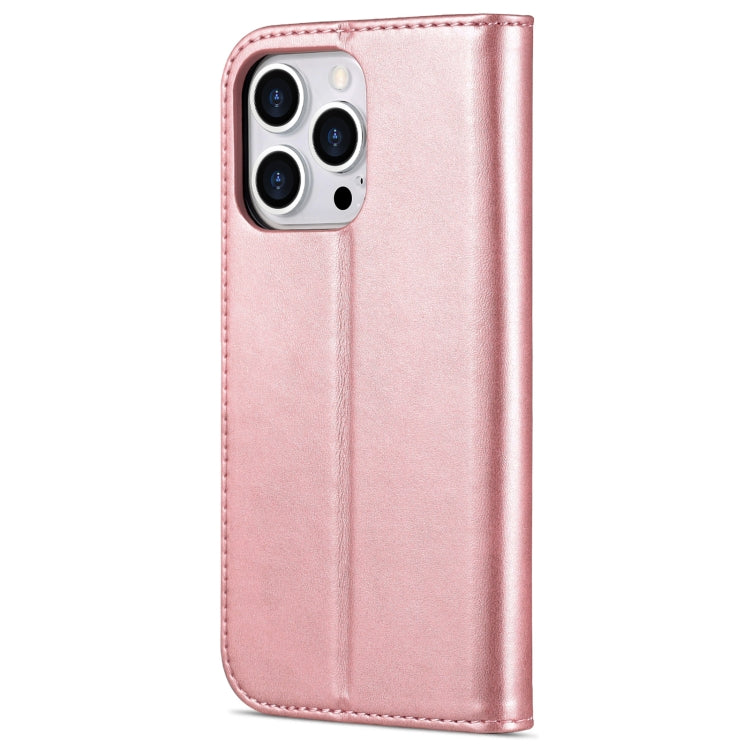 AZNS Skin Feel Calf Texture Horizontal Flip Leather Case For iPhone 14 Pro Max(Rose Gold)
