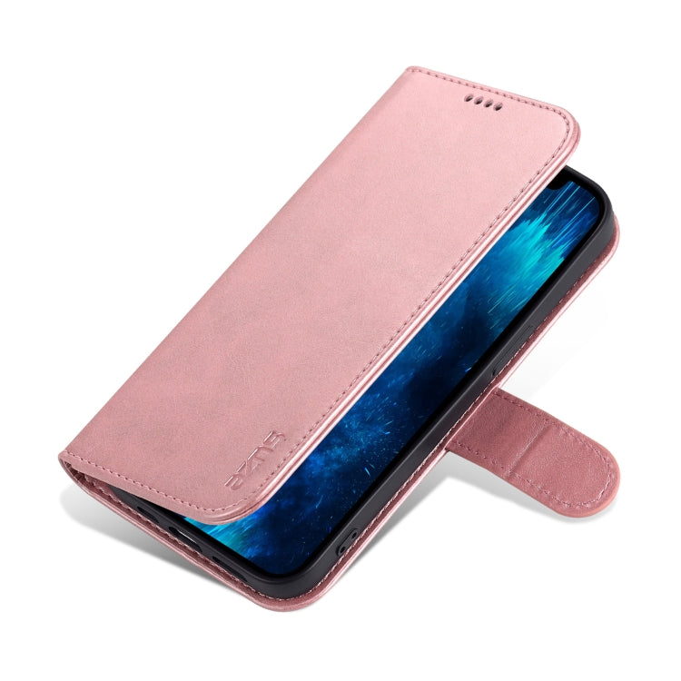 AZNS Skin Feel Calf Texture Horizontal Flip Leather Case For iPhone 14 Pro Max(Rose Gold)