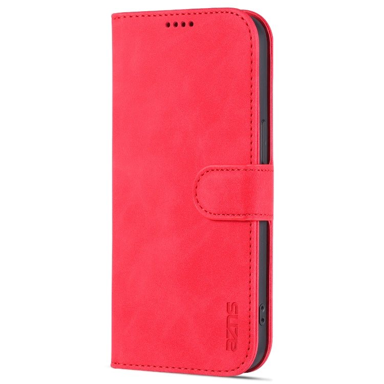 AZNS Skin Feel Calf Texture Horizontal Flip Leather Case For iPhone 14 Pro Max(Red)