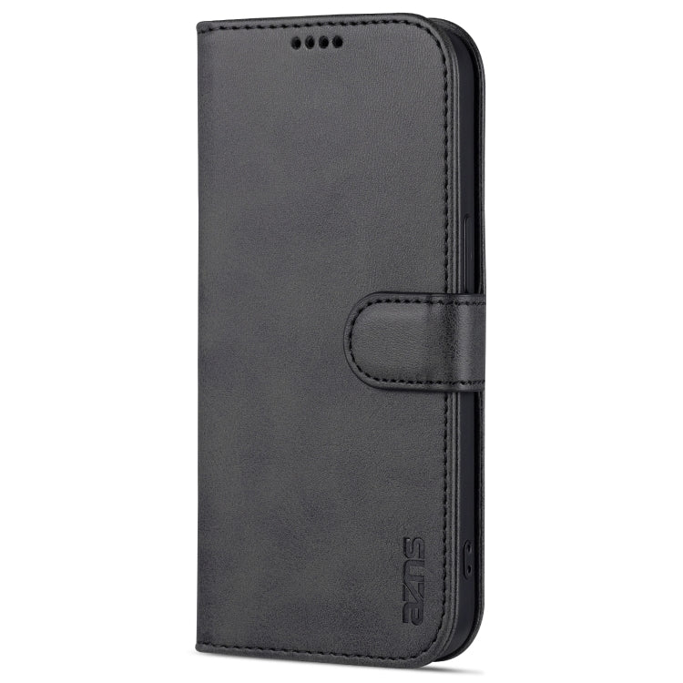 AZNS Skin Feel Calf Texture Horizontal Flip Leather Case For iPhone 14 Pro Max(Black)