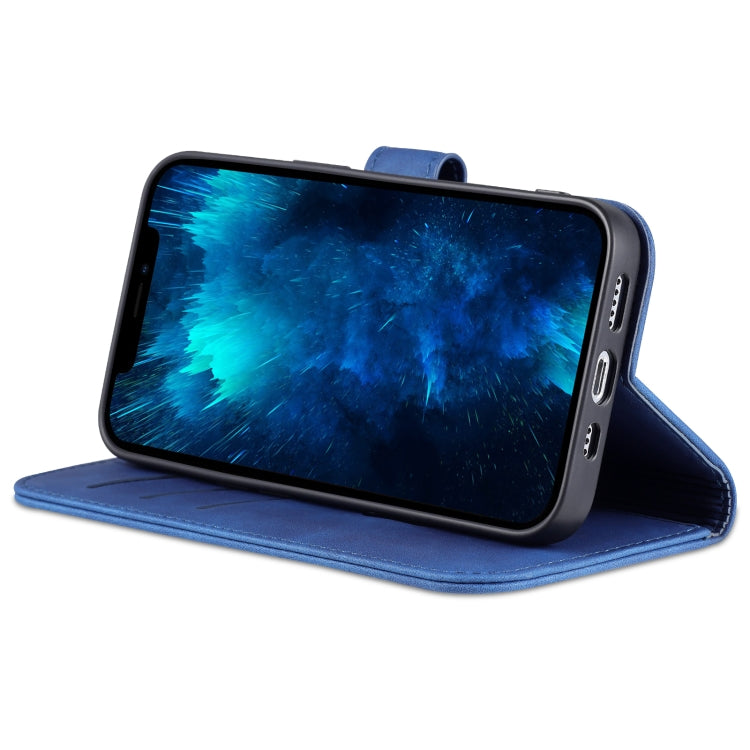AZNS Skin Feel Calf Texture Horizontal Flip Leather Case For iPhone 14 Pro Max(Blue)