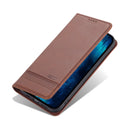 For iPhone 14 Plus AZNS Magnetic Calf Texture Flip Leather Phone Case (Dark Brown)