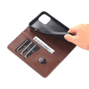 For iPhone 14 Plus AZNS Magnetic Calf Texture Flip Leather Phone Case (Dark Brown)
