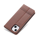 For iPhone 14 Plus AZNS Magnetic Calf Texture Flip Leather Phone Case (Dark Brown)