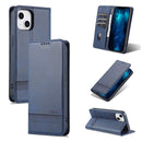 For iPhone 14 Plus AZNS Magnetic Calf Texture Flip Leather Phone Case (Dark Blue)