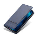 For iPhone 14 Plus AZNS Magnetic Calf Texture Flip Leather Phone Case (Dark Blue)