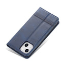 For iPhone 14 Plus AZNS Magnetic Calf Texture Flip Leather Phone Case (Dark Blue)