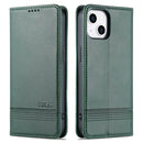 For iPhone 14 Plus AZNS Magnetic Calf Texture Flip Leather Phone Case (Dark Green)