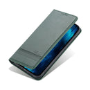 For iPhone 14 Plus AZNS Magnetic Calf Texture Flip Leather Phone Case (Dark Green)