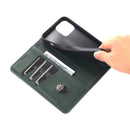 For iPhone 14 Plus AZNS Magnetic Calf Texture Flip Leather Phone Case (Dark Green)