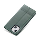 For iPhone 14 Plus AZNS Magnetic Calf Texture Flip Leather Phone Case (Dark Green)