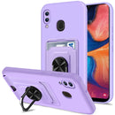 For Samsung Galaxy A20 / A30 Ring Kickstand Card Wallet TPU Phone Case(Purple)