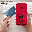 For Samsung Galaxy A20 / A30 Ring Kickstand Card Wallet TPU Phone Case(Purple)