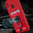 For Samsung Galaxy A20 / A30 Ring Kickstand Card Wallet TPU Phone Case(Purple)