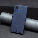 For Samsung Galaxy A03 Core Retro Lambskin Texture Leather Phone Case(Blue)