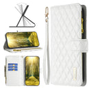 For Nokia G11 / G21 Diamond Lattice Zipper Wallet Leather Flip Phone Case(White)