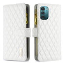 For Nokia G11 / G21 Diamond Lattice Zipper Wallet Leather Flip Phone Case(White)