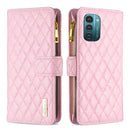 For Nokia G11 / G21 Diamond Lattice Zipper Wallet Leather Flip Phone Case(Pink)