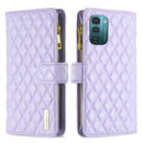 For Nokia G11 / G21 Diamond Lattice Zipper Wallet Leather Flip Phone Case(Purple)