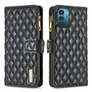 For Nokia G11 / G21 Diamond Lattice Zipper Wallet Leather Flip Phone Case(Black)