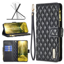 For OPPO A54 4G / A55 5G / A16 Diamond Lattice Zipper Wallet Leather Flip Phone Case(Black)