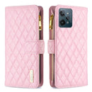 For OPPO Realme C31 Diamond Lattice Zipper Wallet Leather Flip Phone Case(Pink)