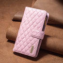 For OPPO Realme C31 Diamond Lattice Zipper Wallet Leather Flip Phone Case(Pink)