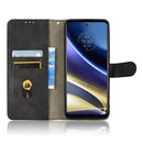 For Motorola Moto G52 JP Version Skin Feel Magnetic Flip Leather Phone Case(Black)