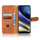 For Motorola Moto G52 JP Version Skin Feel Magnetic Flip Leather Phone Case(Brown)