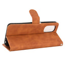For Motorola Moto G52 JP Version Skin Feel Magnetic Flip Leather Phone Case(Brown)