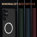 For Samsung Galaxy S22 Ultra 5G Carbon Fiber Texture MagSafe Magnetic Phone Case(Black Red)