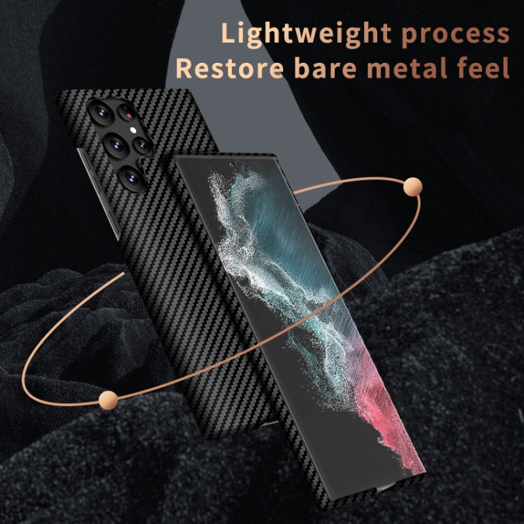 For Samsung Galaxy S22 Ultra 5G Carbon Fiber Texture MagSafe Magnetic Phone Case(Black)