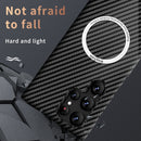 For Samsung Galaxy S22 Ultra 5G Carbon Fiber Texture MagSafe Magnetic Phone Case(Black Red)