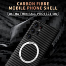 For Samsung Galaxy S22 Ultra 5G Carbon Fiber Texture MagSafe Magnetic Phone Case(Black Red)