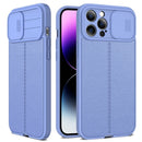 Litchi Texture Sliding Camshield TPU Protective Phone Case For iPhone 14 Pro(Light Purple)