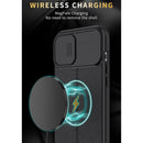 Litchi Texture Sliding Camshield TPU Protective Phone Case For iPhone 14 Pro(Dark Green)