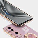 For Honor 70 Electroplated Silicone Phone Case with Ring(White)