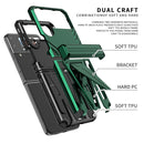For Samsung Galaxy Z Flip4 Super V Armor Kickstand Shockproof Phone Case(Dark Green)