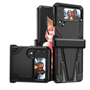For Samsung Galaxy Z Flip4 Super V Armor Kickstand Shockproof Phone Case(Black)