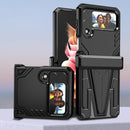 For Samsung Galaxy Z Flip4 Super V Armor Kickstand Shockproof Phone Case(Black)