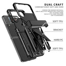 For Samsung Galaxy Z Flip4 Super V Armor Kickstand Shockproof Phone Case(Black)