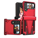 For Samsung Galaxy Z Flip4 Super V Armor Kickstand Shockproof Phone Case(Red)