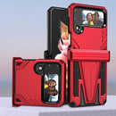 For Samsung Galaxy Z Flip4 Super V Armor Kickstand Shockproof Phone Case(Red)