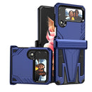 For Samsung Galaxy Z Flip4 Super V Armor Kickstand Shockproof Phone Case(Blue)