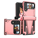 For Samsung Galaxy Z Flip4 Super V Armor Kickstand Shockproof Phone Case(Rose Gold)