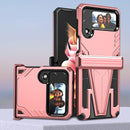 For Samsung Galaxy Z Flip4 Super V Armor Kickstand Shockproof Phone Case(Rose Gold)